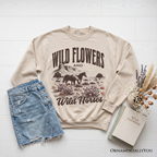 Wild Flowers and Wild Horses Sweatshirt, Retro Western Sweater for Free-Spirited Women